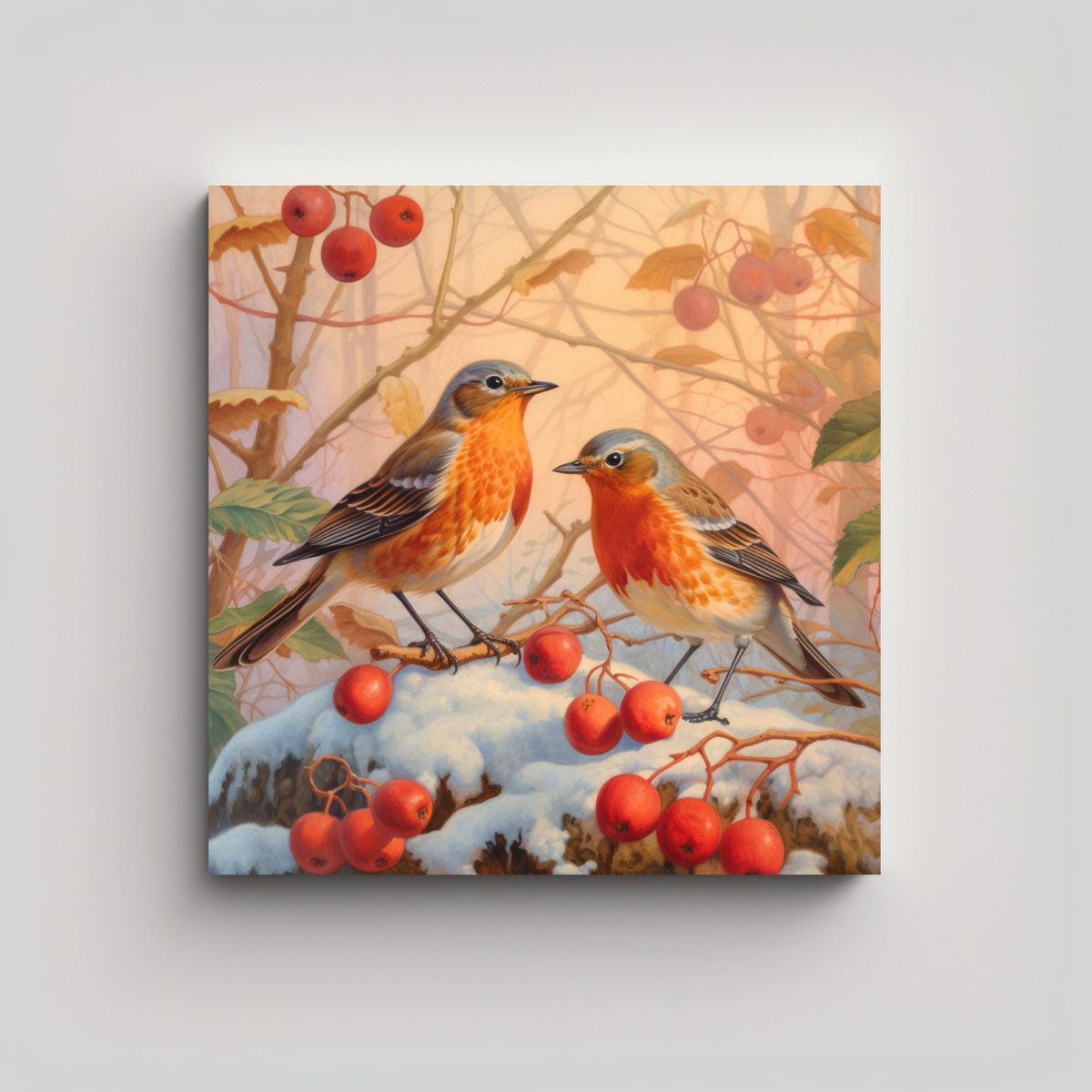 GENERICO - Pintura Decorativa Estilo Moderno Dos Petirrojos 100x100 Cm
