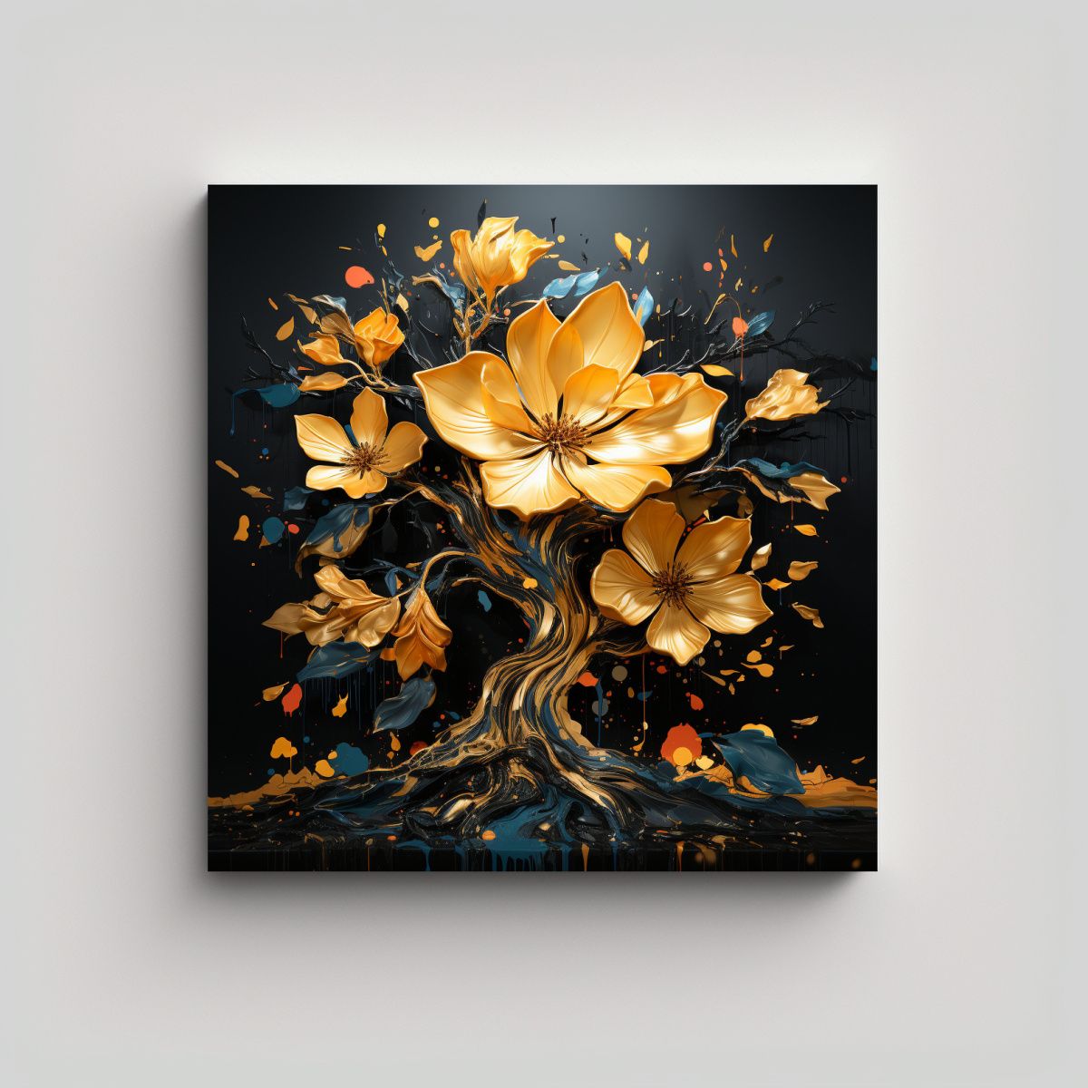 GENERICO - Pintura De Pared Moderna En Colores Dorado Y 100x100 Cm