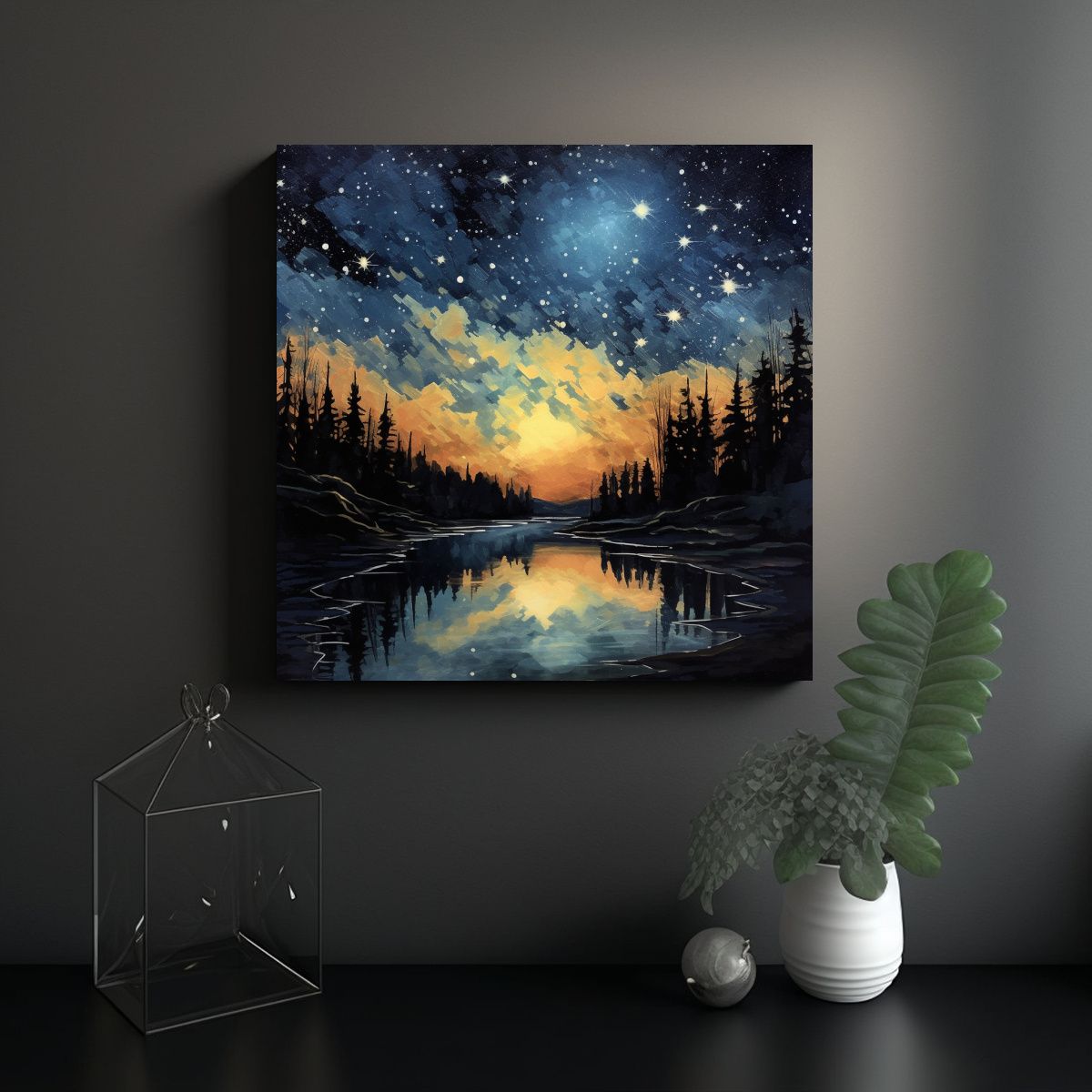 GENERICO - Cuadros Decorativos Nocturnos Expresión Alegre 100x100 Cm