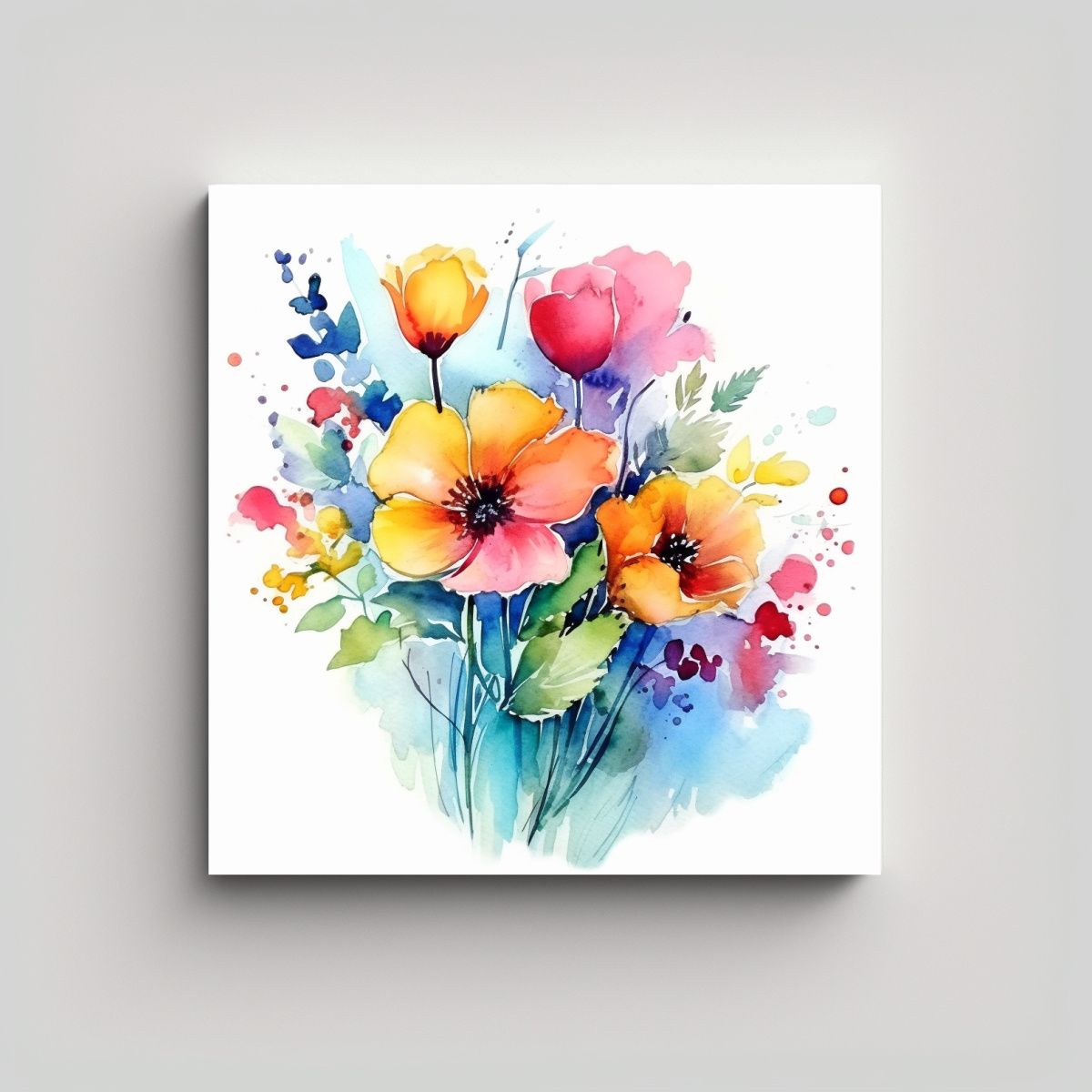 GENERICO - Cuadro Decorativo Lienzo De Tela Con Flores En 100x100 Cm