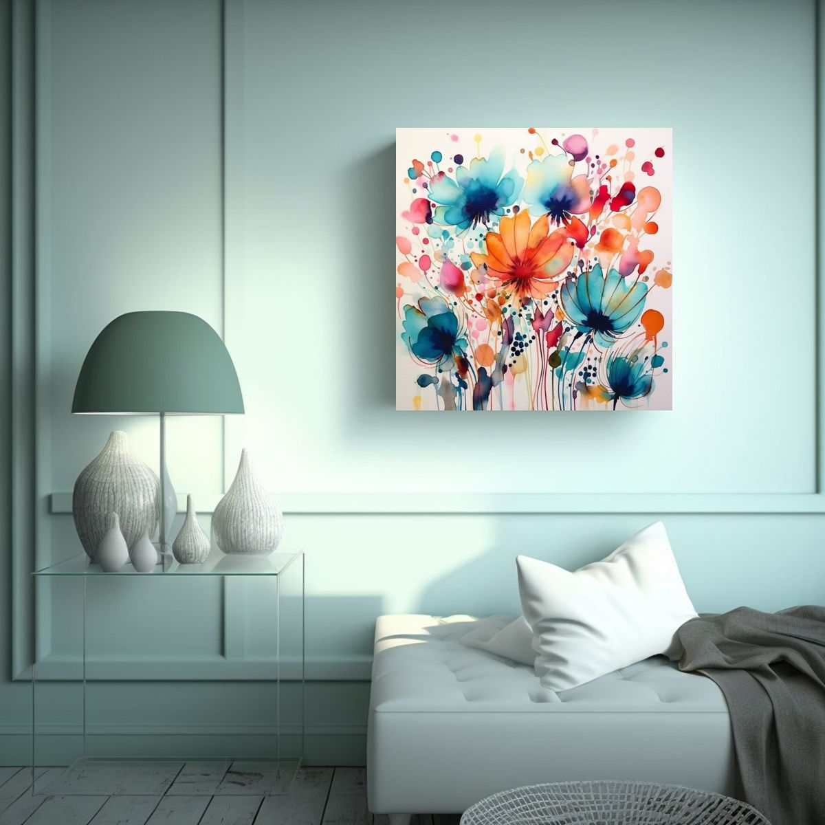 GENERICO - Figuras Creativas Arte De Pared En Acuarela 100x100 Cm