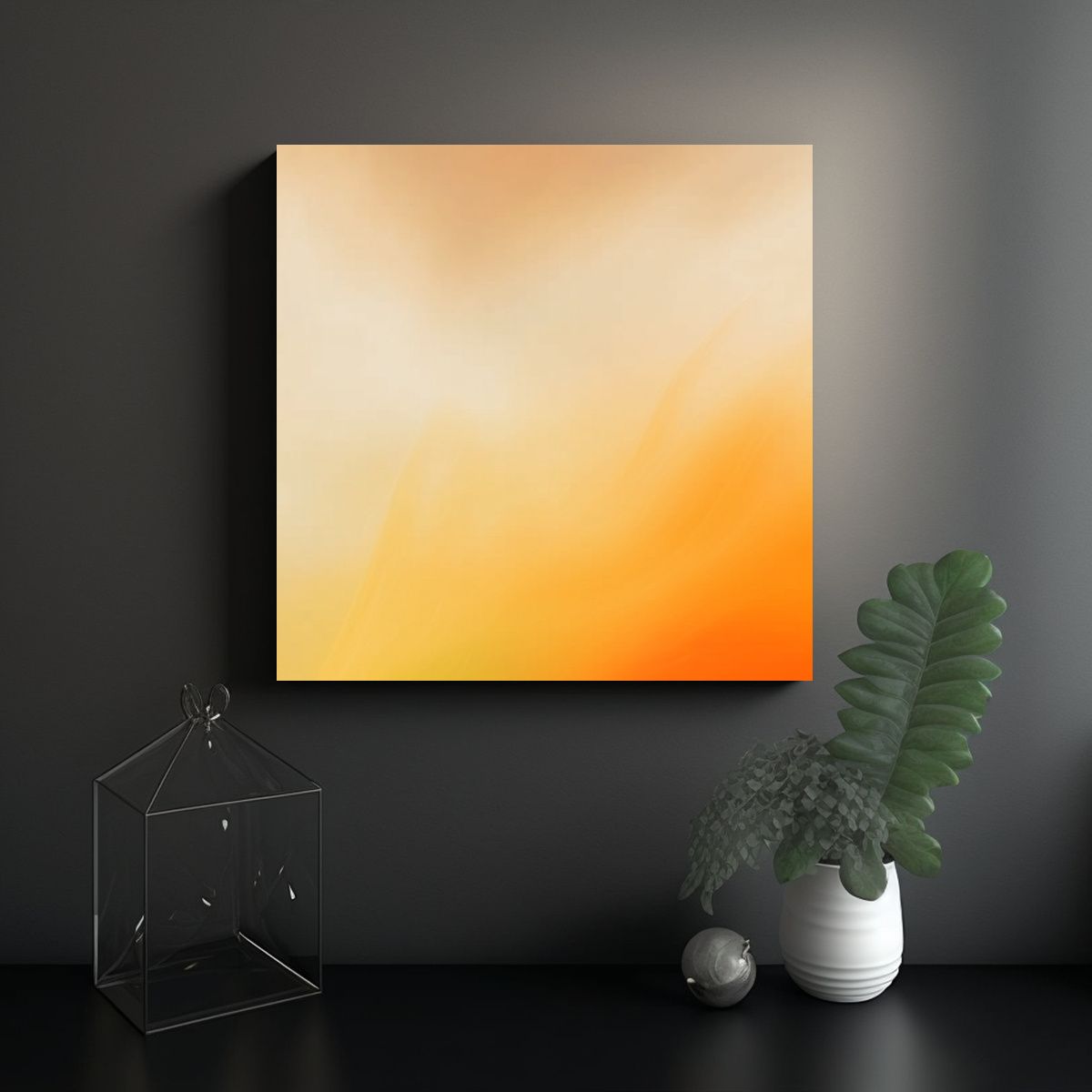 GENERICO - Cuadro Juvenil Abstracto Amarillo Y Naranja En 100x100 Cm