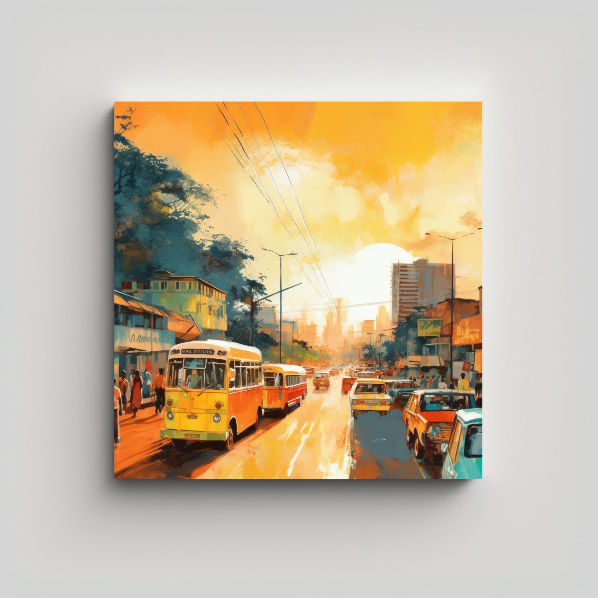 GENERICO - Lienzo Tonal Elegante Escena Carta Nairobi 100x100 Cm
