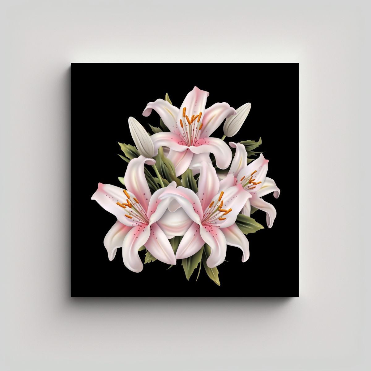 GENERICO - Linda Obra De Arte 3D Lirios Blancos Y Rosados 100x100 Cm