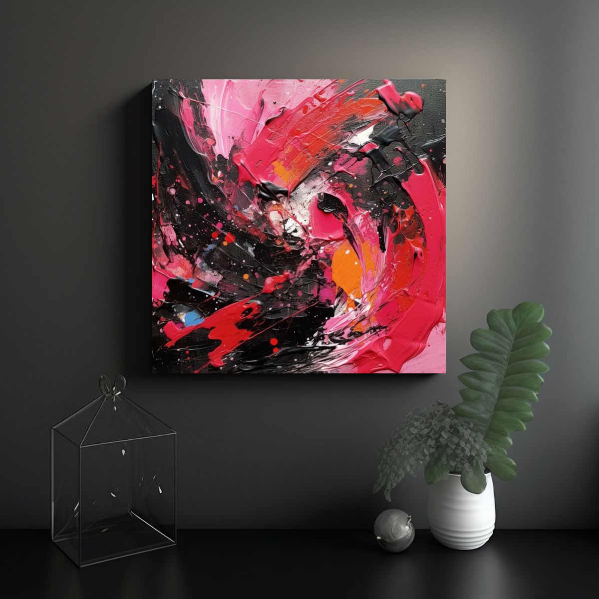 GENERICO - Cuadro Abstracto En Lienzo Textura Acuarela 100x100 Cm