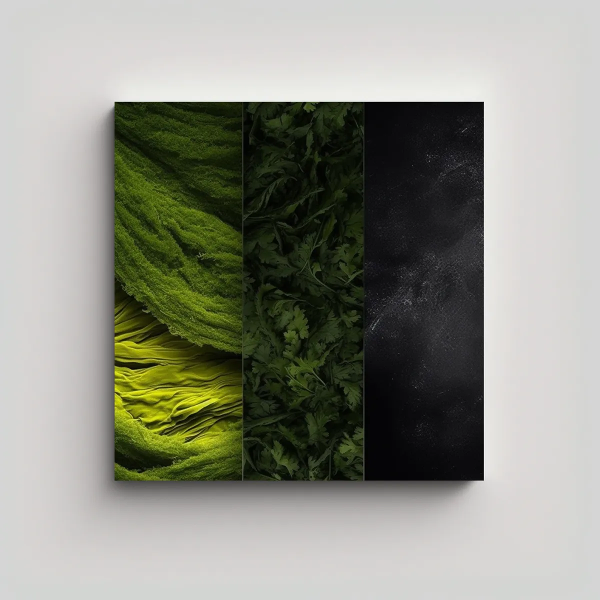 GENERICO - Cuadro Abstracto Estilo Matcha Y Carbón Al 100x100 Cm