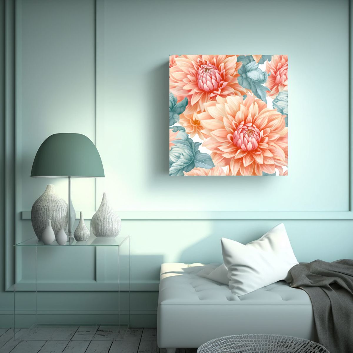 GENERICO - Cuadro Inspirador De Comedor Con Patrón Floral 100x100 Cm