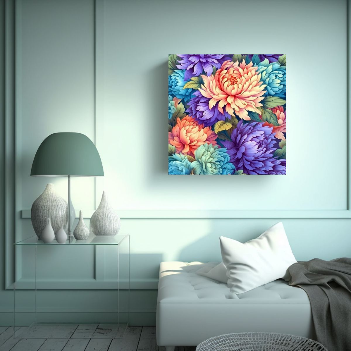 GENERICO - Arte De Pared Floral Sin Costura Elegante Y 100x100 Cm