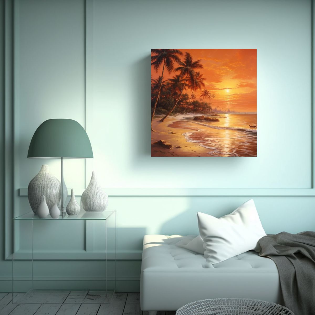 GENERICO - Cuadro Decorativo De Una Hermosa Playa Dorada De 100x100 Cm