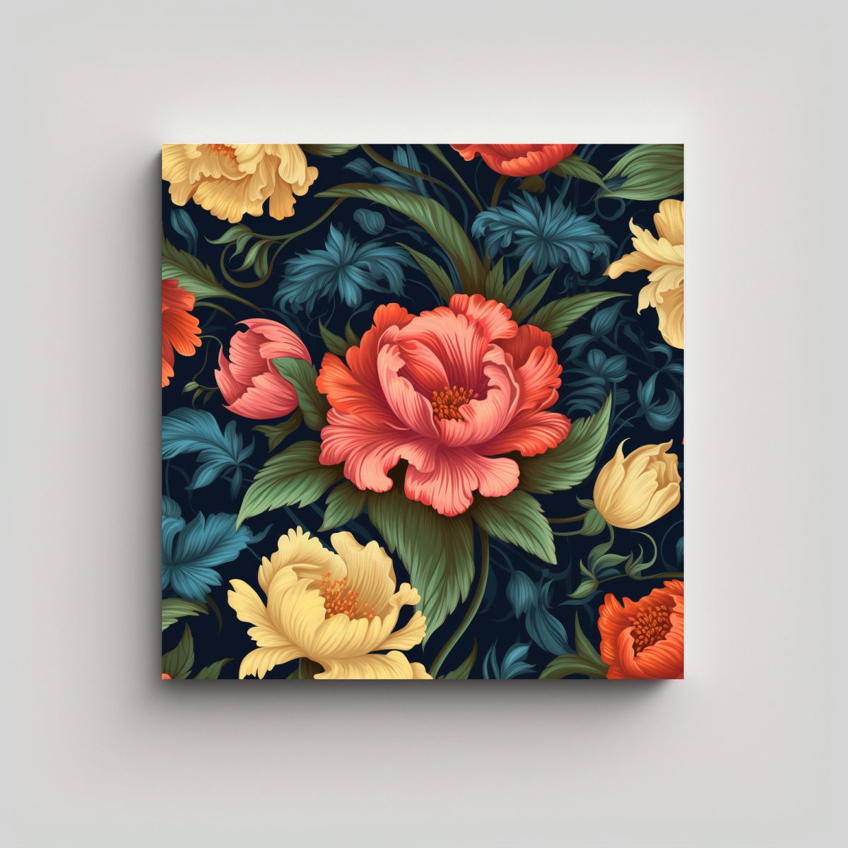 GENERICO - Patrón Vectorial Floral Cuadro Decorativo De 100x100 Cm