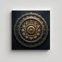 GENERICO - Pintura Vanguardia Mandala En Fondo Oscuro 100x100 Cm