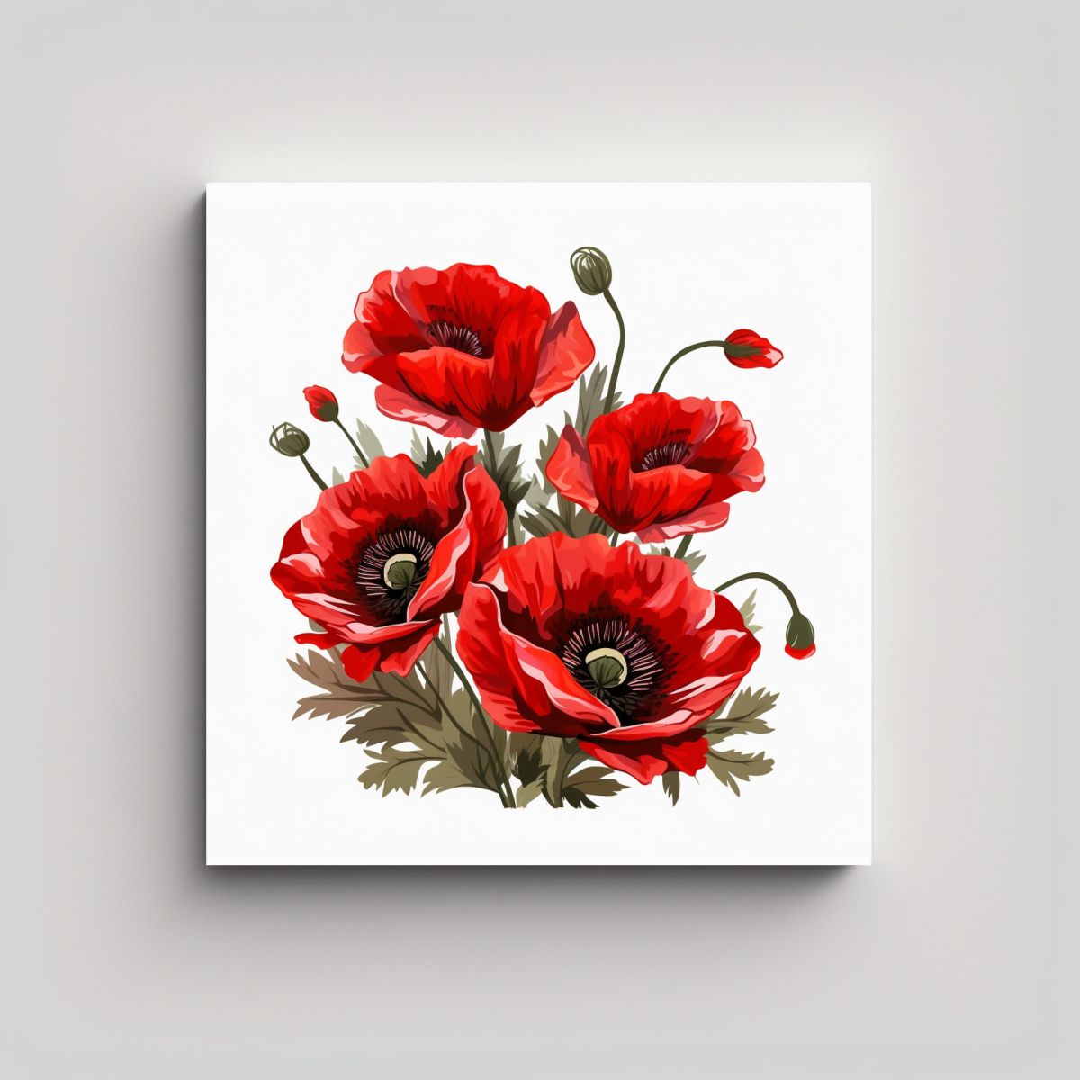 GENERICO - Cuadro De Modernidad Con Amapolas - Estilo 100x100 Cm