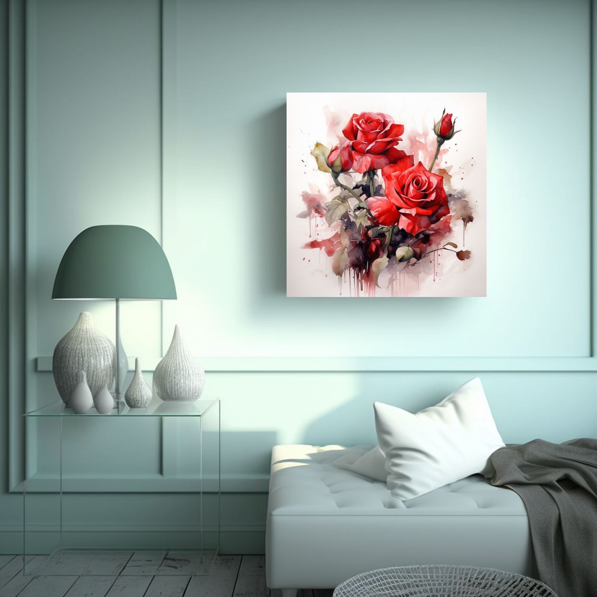 GENERICO - Composición Simétrica De Rosas Rojas En 100x100 Cm