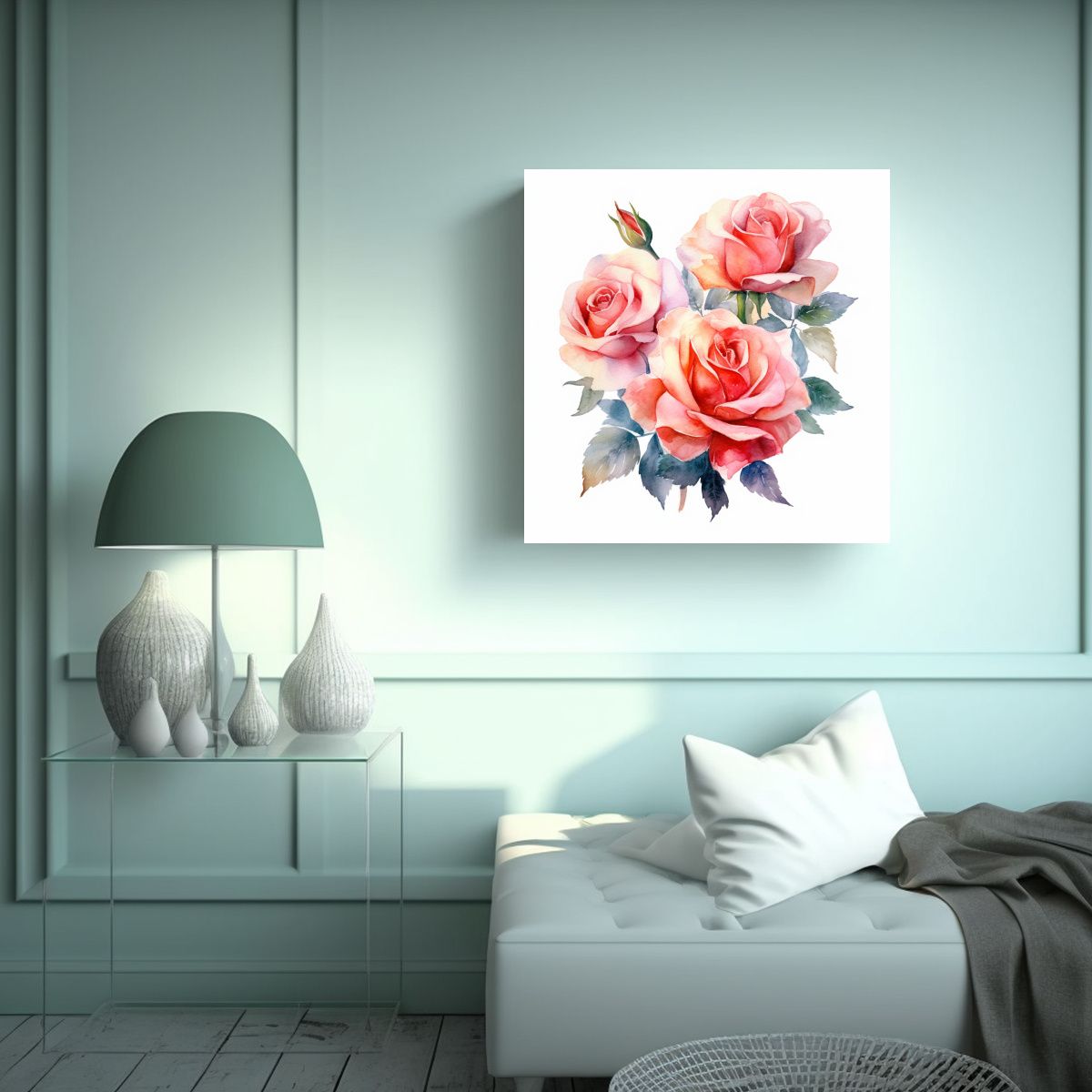 GENERICO - Roses Vintage En Lienzo De Tela Clipart 100x100 Cm