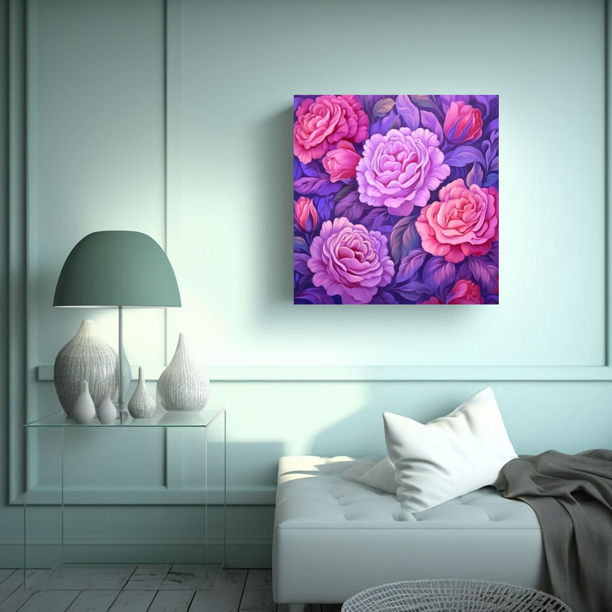 GENERICO - Canva De Fotografía Estilo SP Con Rosas Rosadas 100x100 Cm