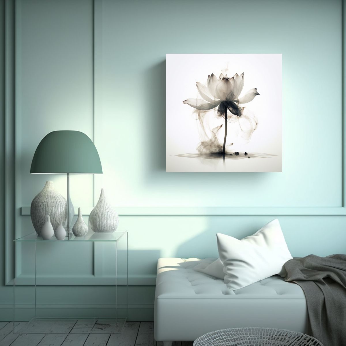 GENERICO - Cuadro Minimalista Luminoso Lotus En Estilo 100x100 Cm