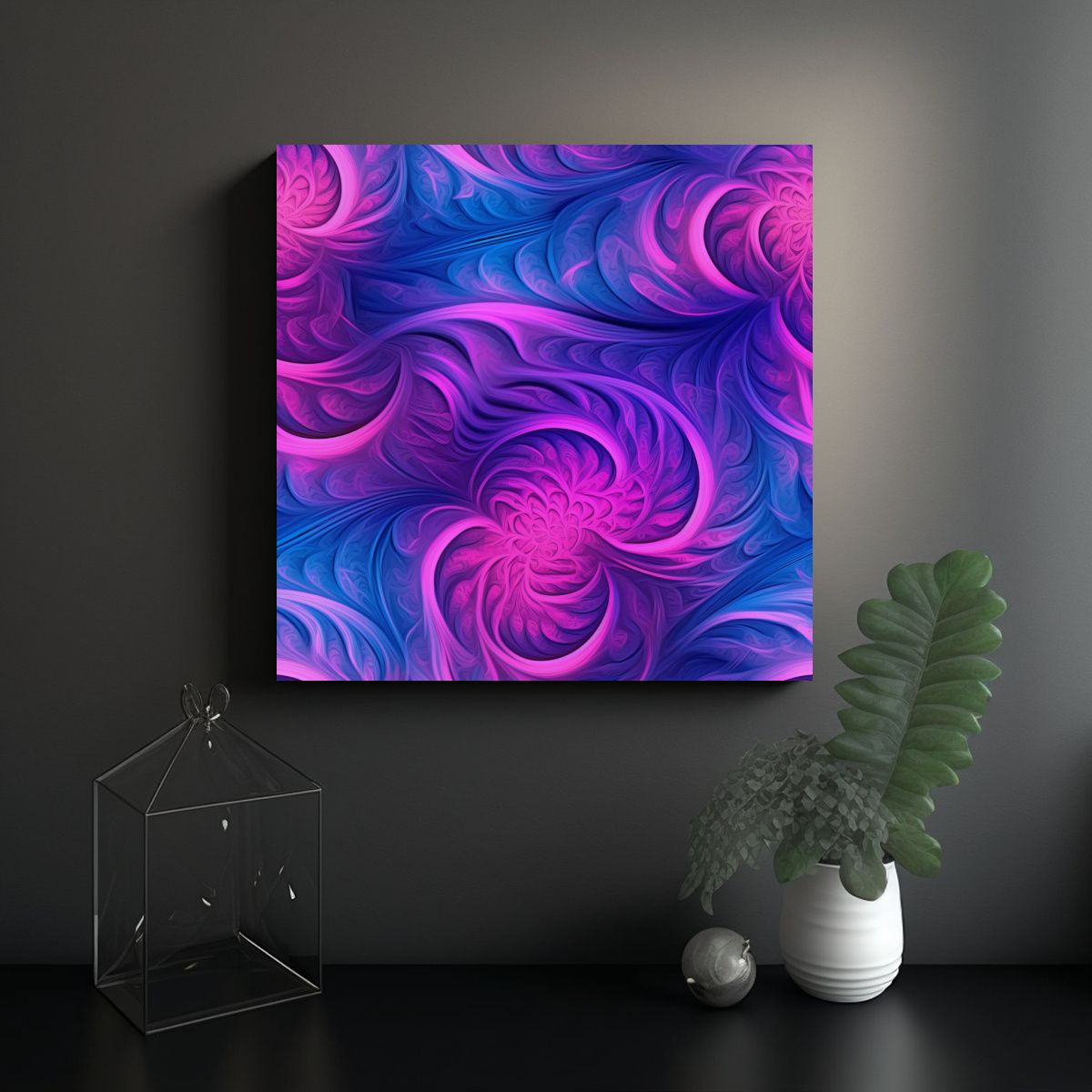 GENERICO - Cuadros De Decoración Con Espirales Fractales En 100x100 Cm