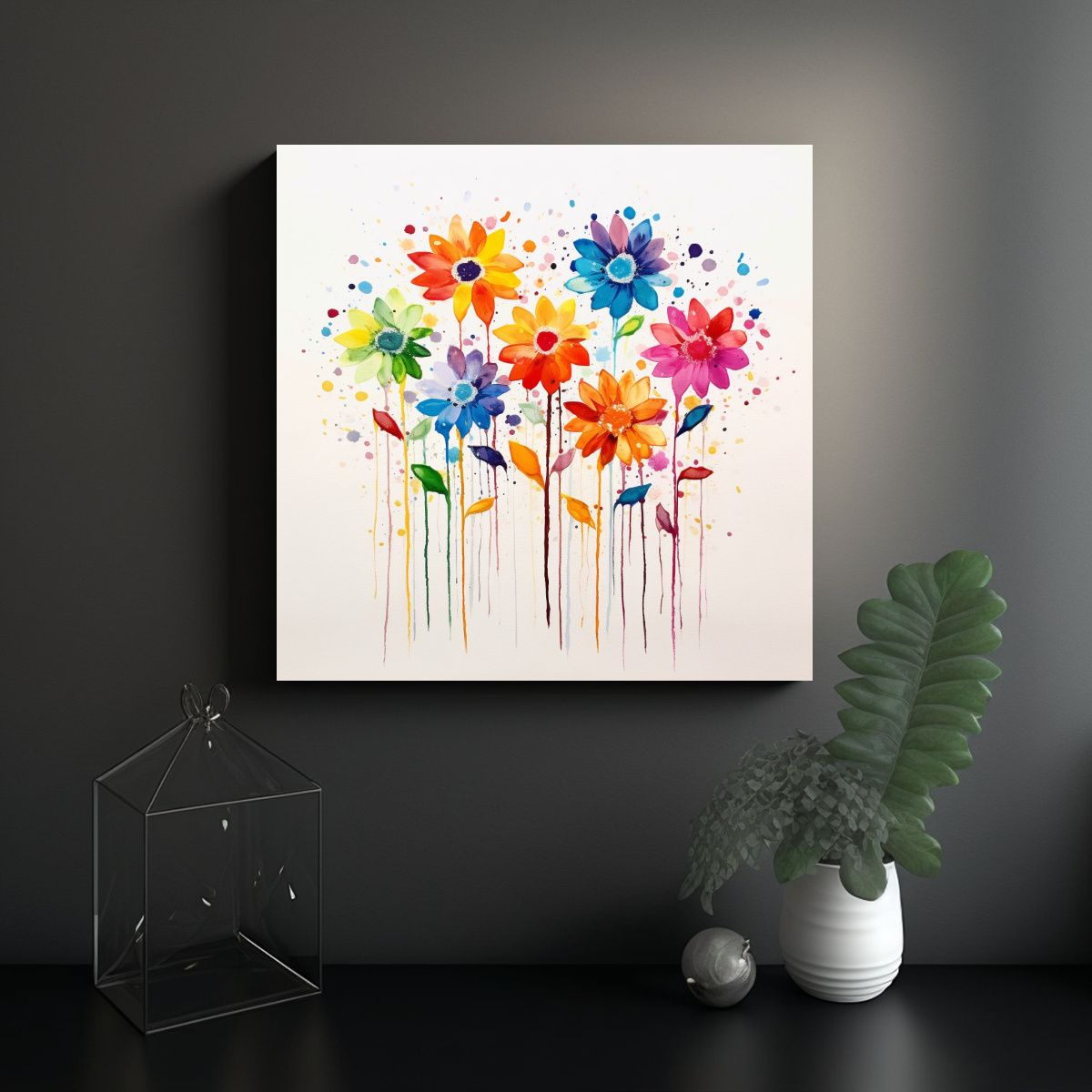 GENERICO - Pinturas Decorativas Con Flores Simples Y 100x100 Cm
