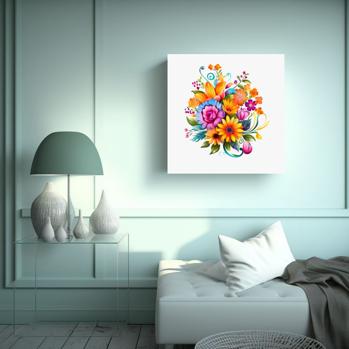 GENERICO - Canva De Flores Cartoon En 4K Detalle Impactante 100x100 Cm