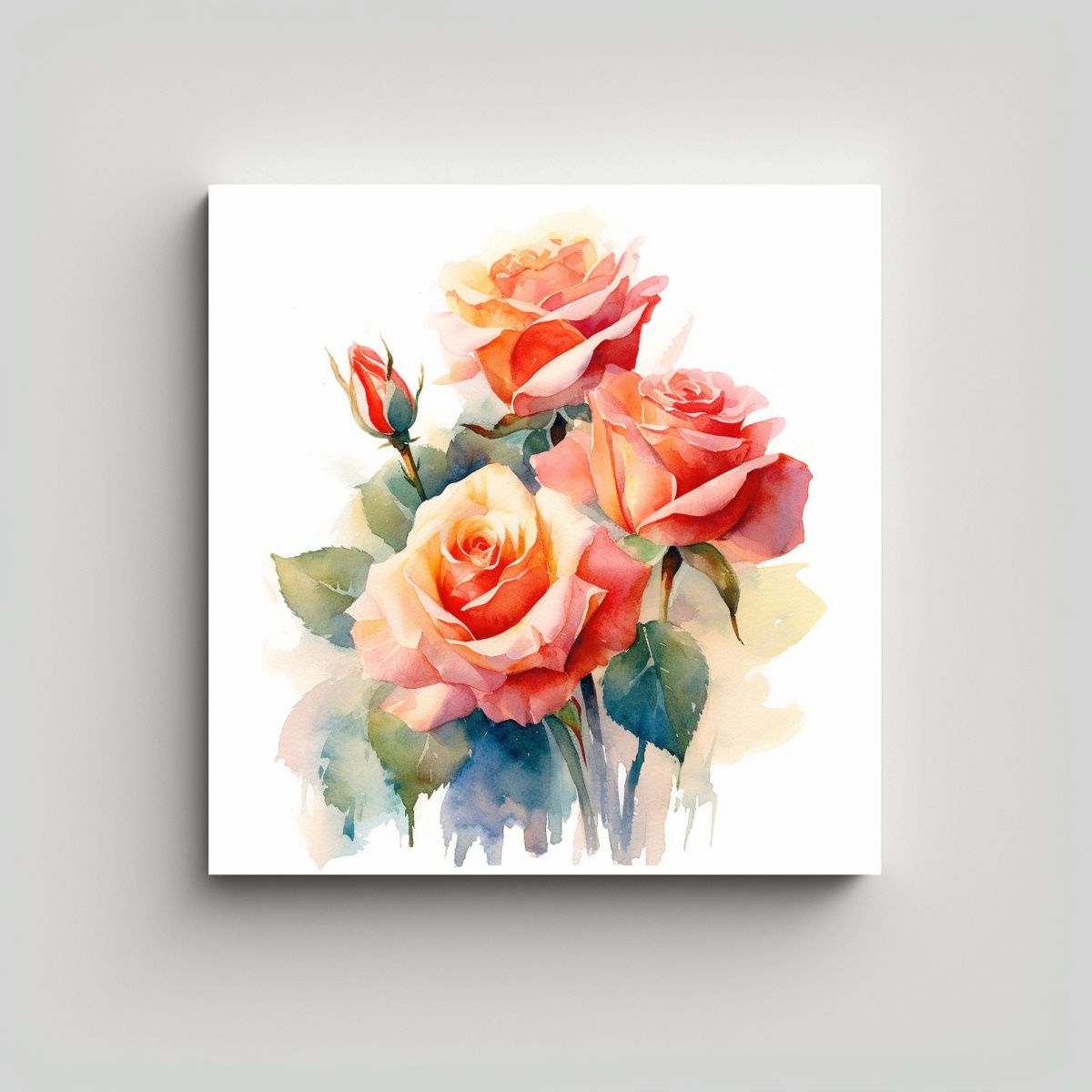 GENERICO - Elegante Cuadro Inspirador De Rosas En Estilo 100x100 Cm