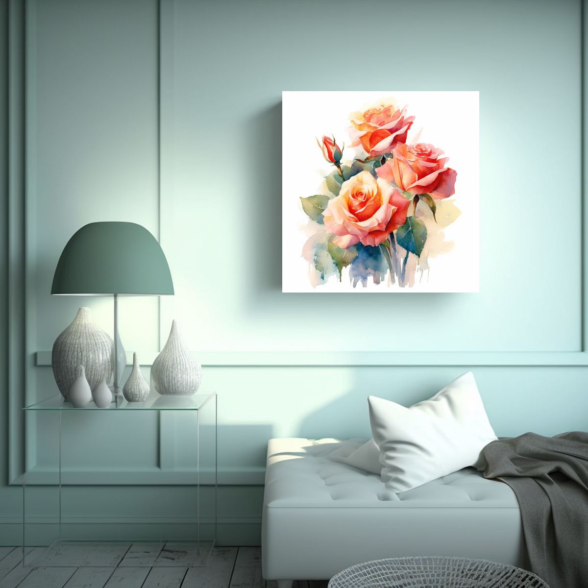 GENERICO - Elegante Cuadro Inspirador De Rosas En Estilo 100x100 Cm