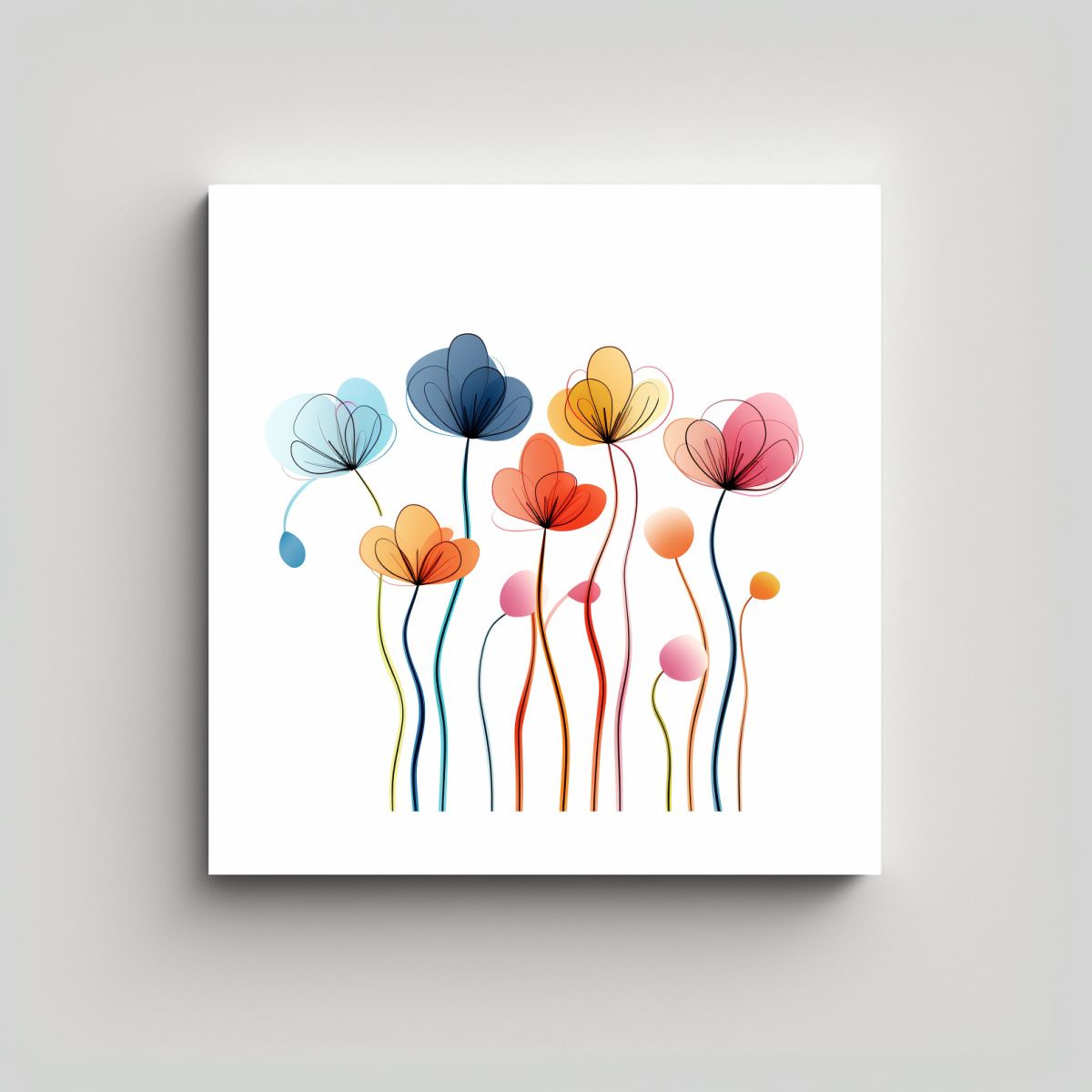 GENERICO - Arte Minimalista De Flores Líneas Coloridas Para 100x100 Cm