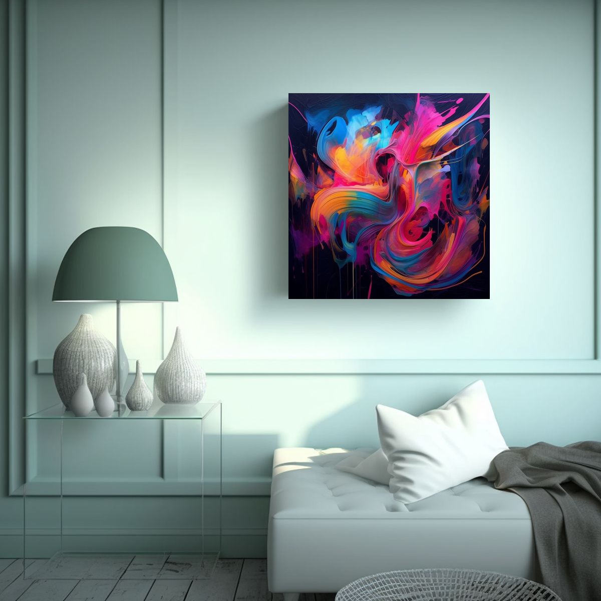 GENERICO - Tela En Bastidor Movimiento Hogar Deco Arte 100x100 Cm