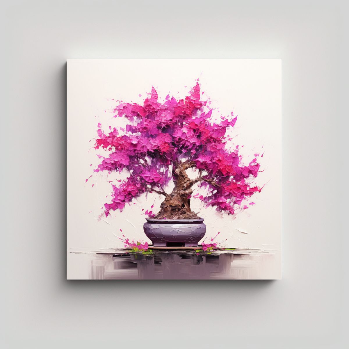 GENERICO - Pintura Abstracta Detallada Árbol Bonsái 100x100 Cm