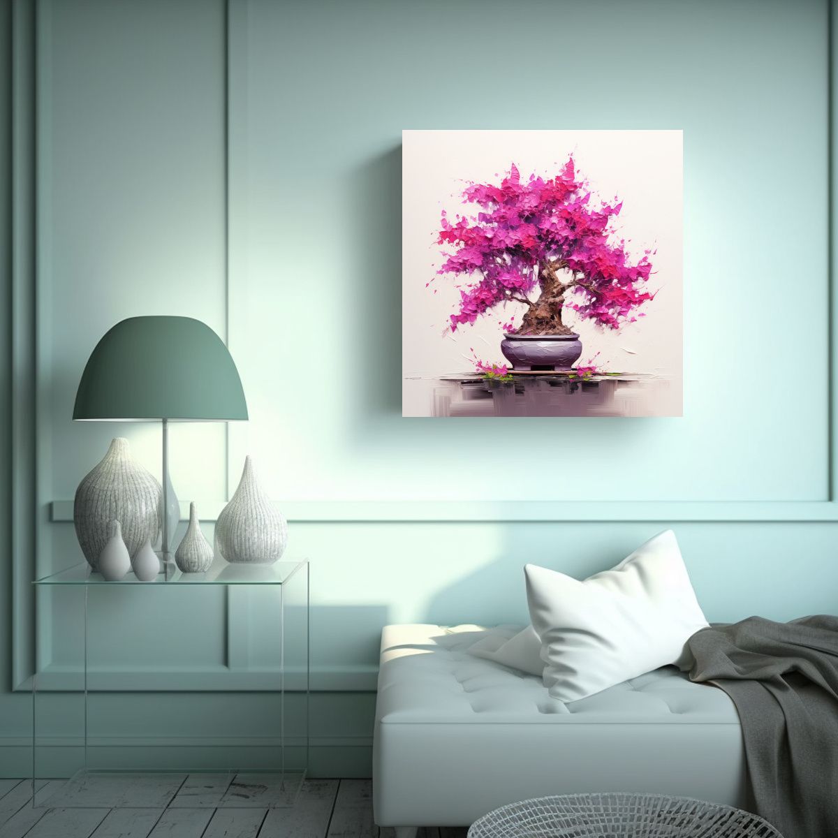 GENERICO - Pintura Abstracta Detallada Árbol Bonsái 100x100 Cm