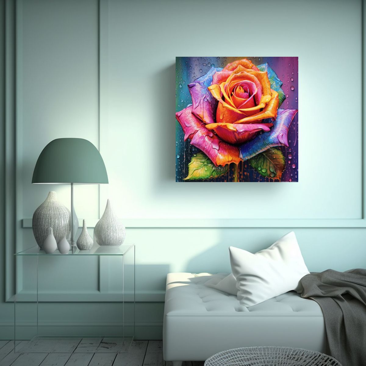 GENERICO - Clásico 3D Rosa Colorida Canva Estilo Galería 100x100 Cm