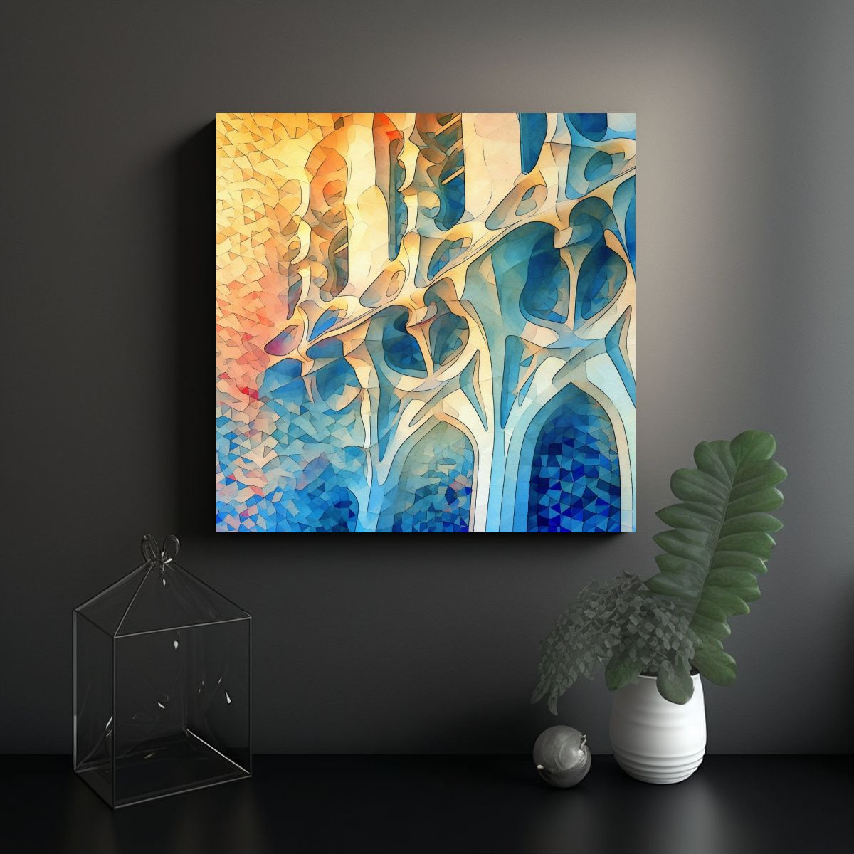 GENERICO - Pintura Mural Estilo Antonio Gaudí Composición 100x100 Cm