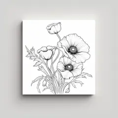 GENERICO - Cuadro Minimalista De 3 Amapolas Coloridas Sin 100x100 Cm