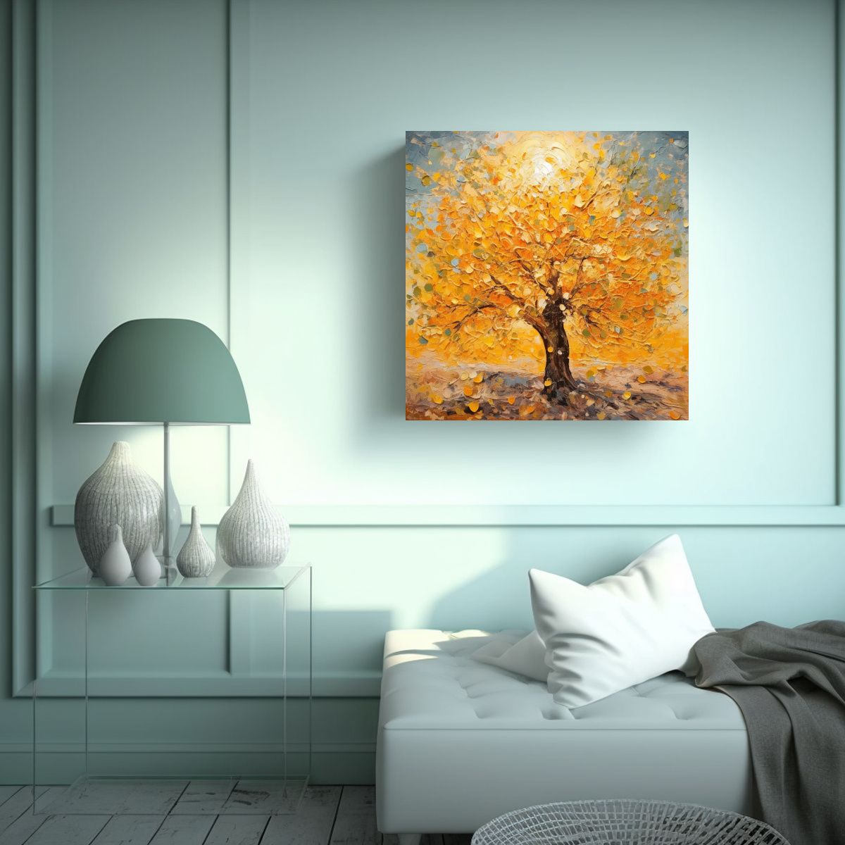 GENERICO - Pintura Abstracta De Un Naranjo De Canva 100x100 Cm