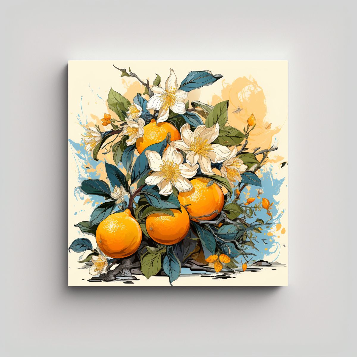 GENERICO - Cuadro Tema Combinación Árboles Frutales En 100x100 Cm