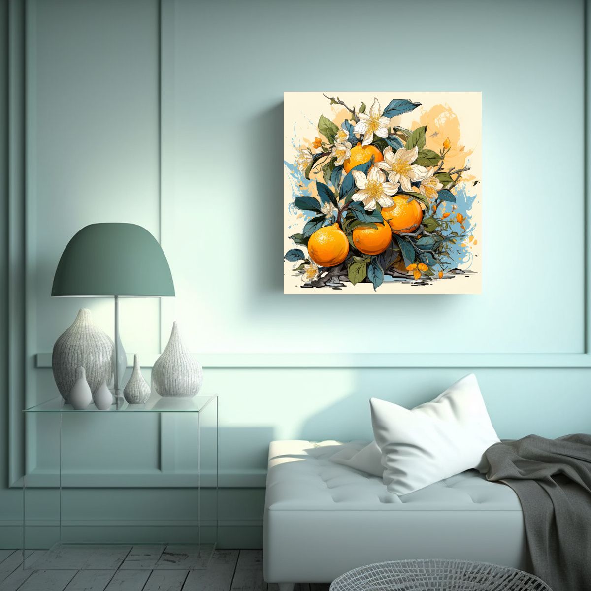 GENERICO - Cuadro Tema Combinación Árboles Frutales En 100x100 Cm