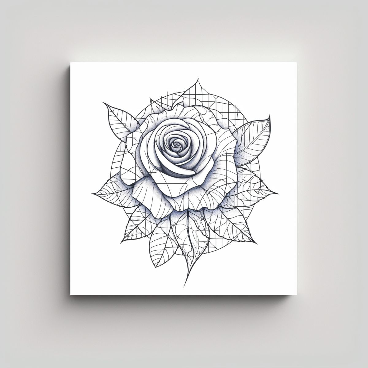 GENERICO - Ilustración De Rosa Geométrica En Naturaleza 100x100 Cm