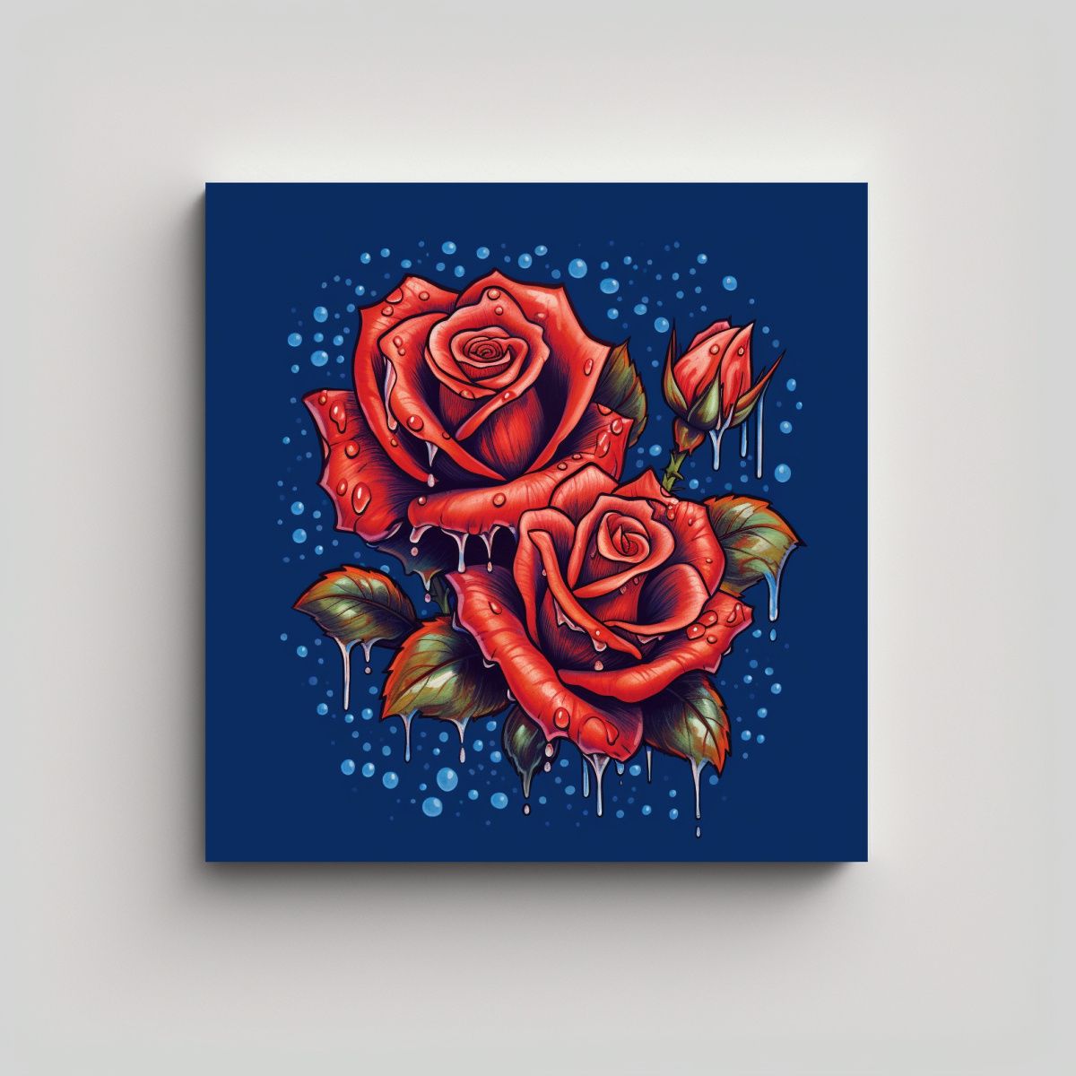 GENERICO - Cuadro Clásico Expresionista De Rosas Coloridas 100x100 Cm