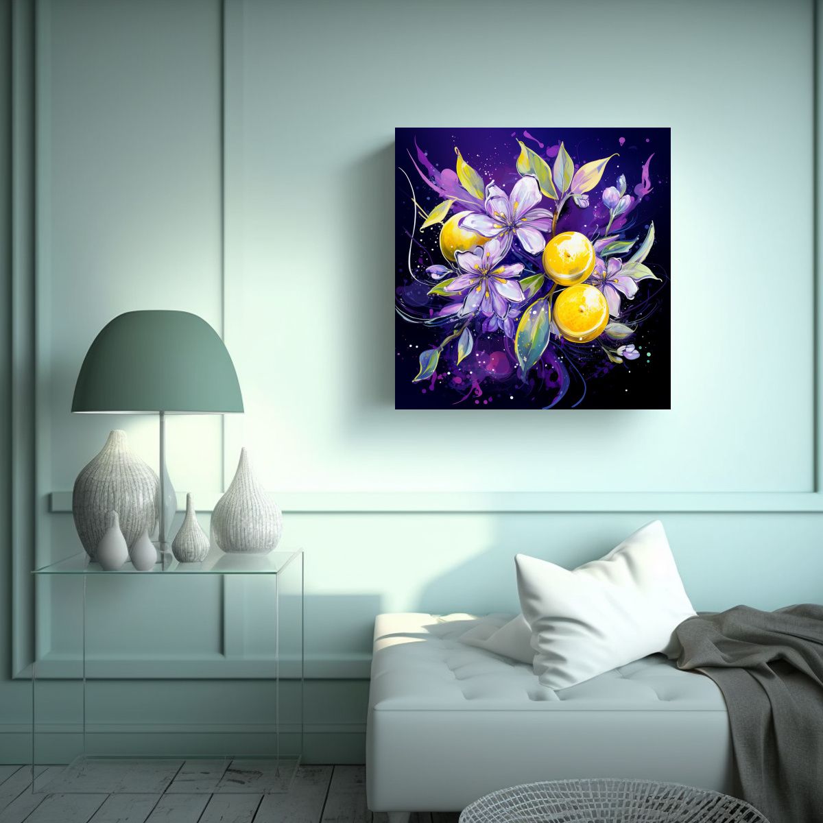 GENERICO - Cuadro Estrellados En Colores Morados Con 100x100 Cm