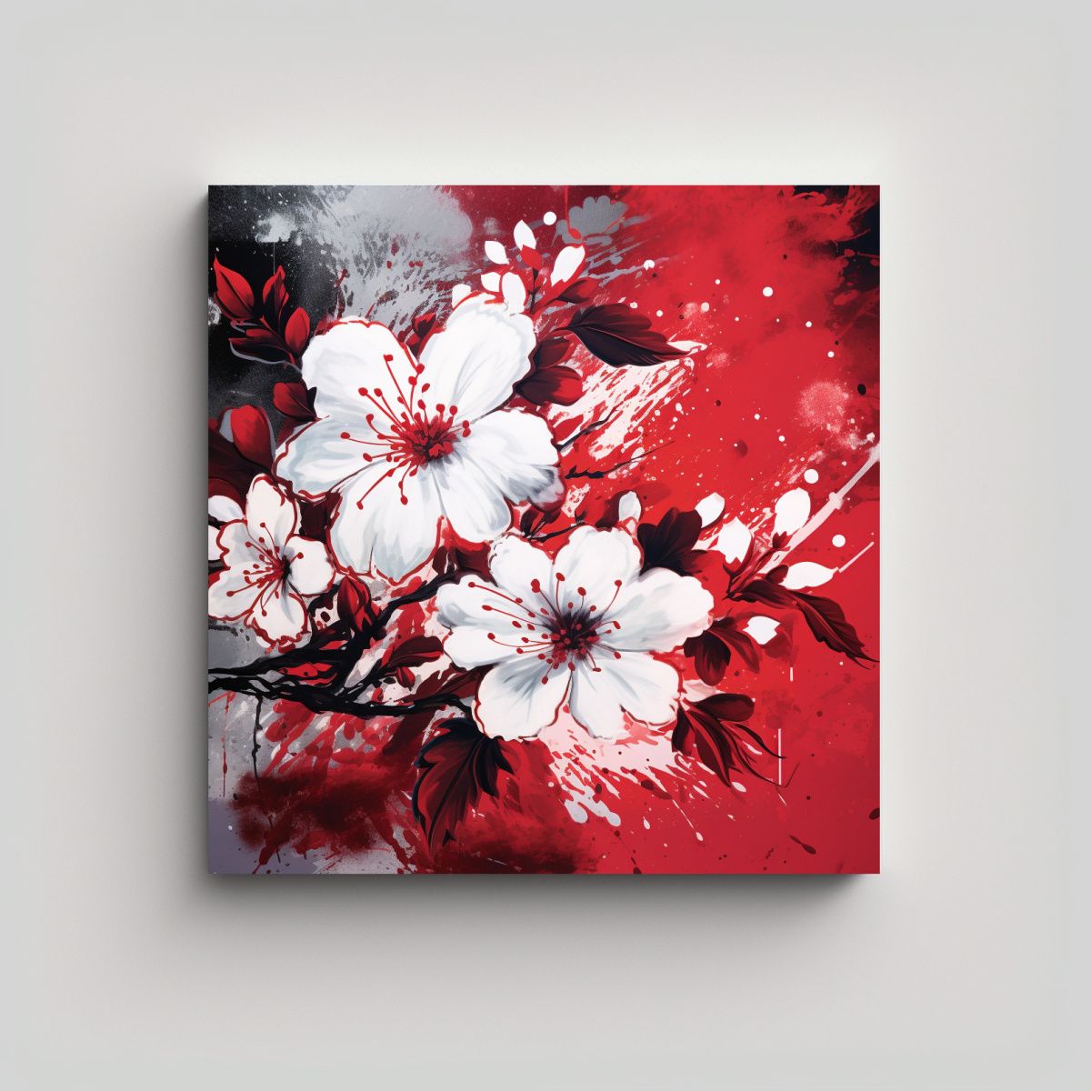 GENERICO - Pinturas Decorativas Estilo Neonoir Blanco Y Rojo 100x100 Cm