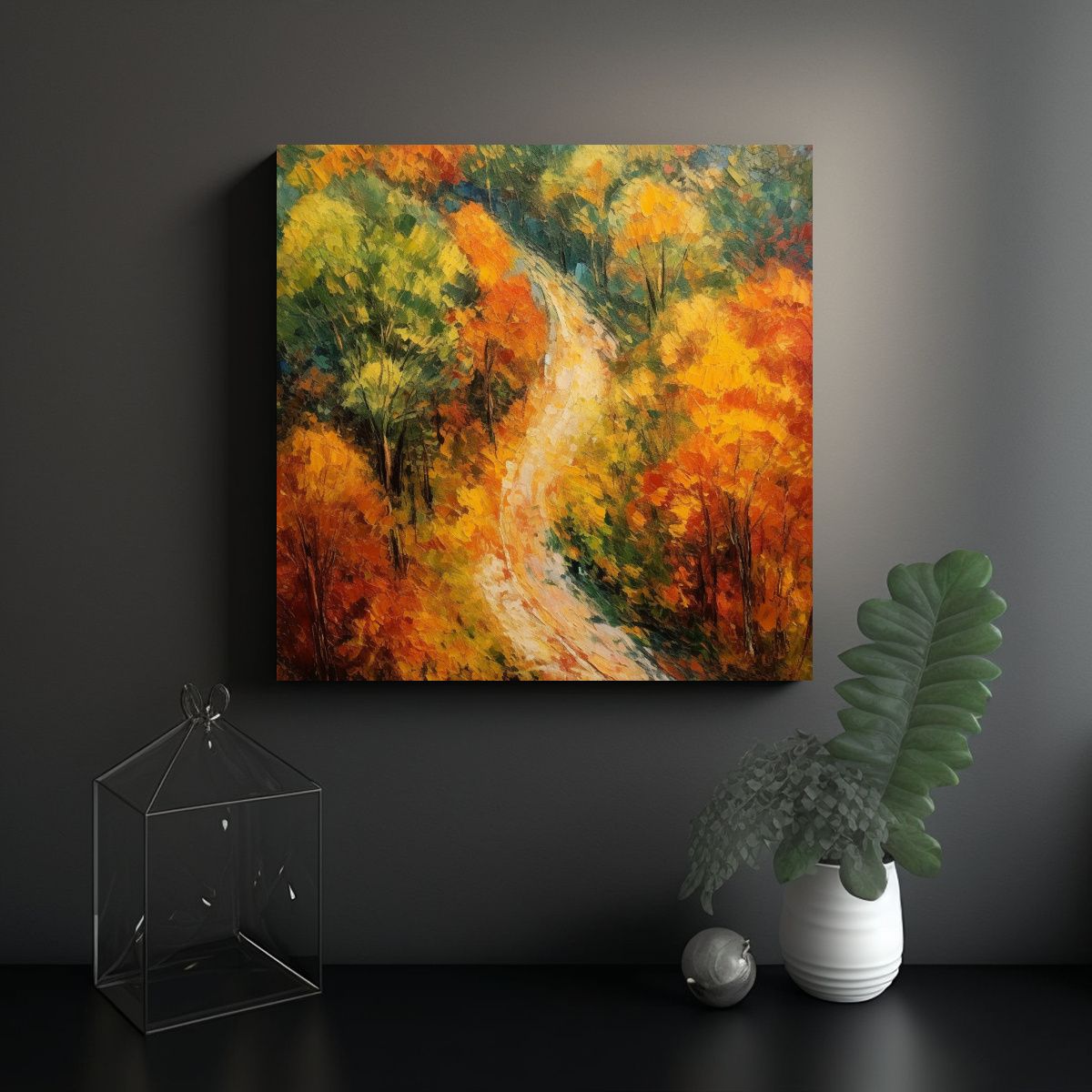 GENERICO - Lienzo Cuadro Paisaje Otoñal Adorable Visto Por 100x100 Cm