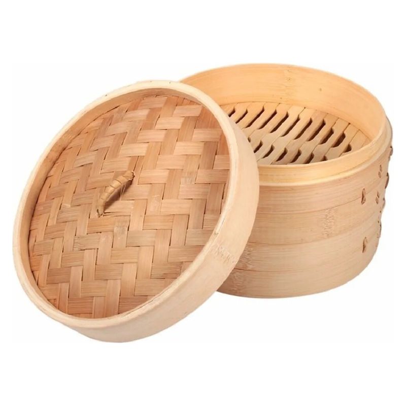 GENERICO - Olla Vaporera De Bambú 20 Cm Diámetro 2 Niveles