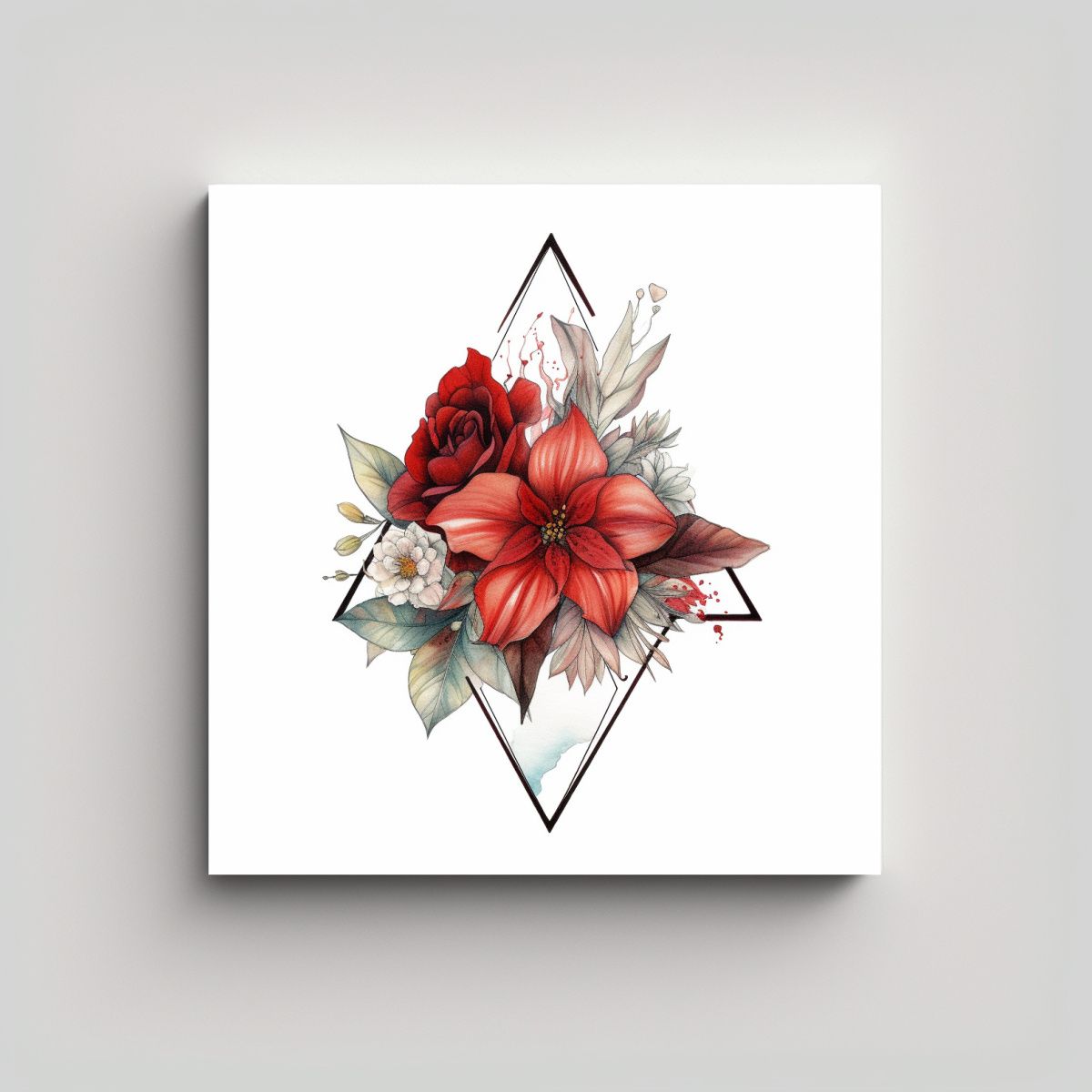 GENERICO - Diseño Abstracto De Tela Con Tatuaje Floral Rojo 100x100 Cm