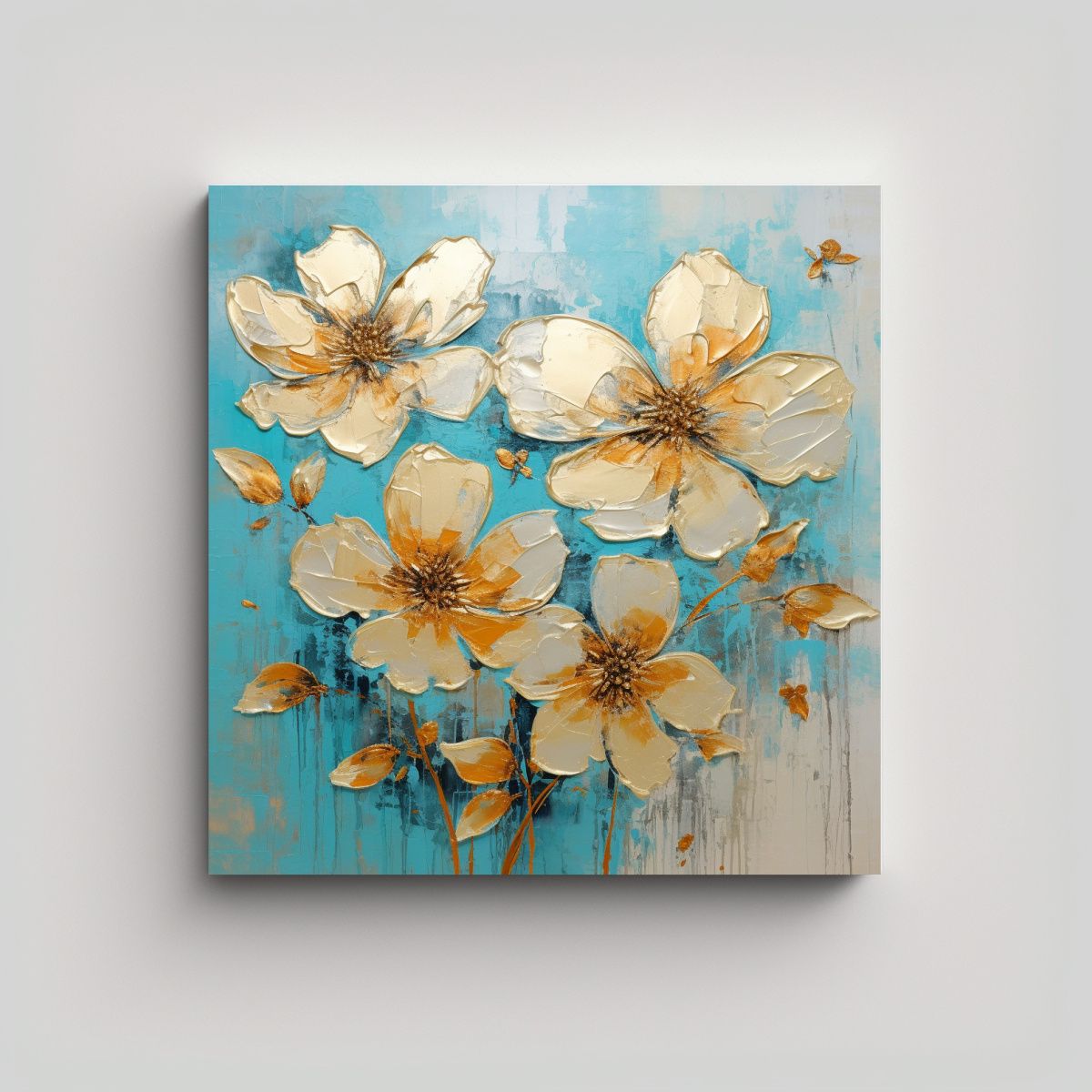 GENERICO - Pintura De Flores En Lienzo Para Decoración Del 100x100 Cm