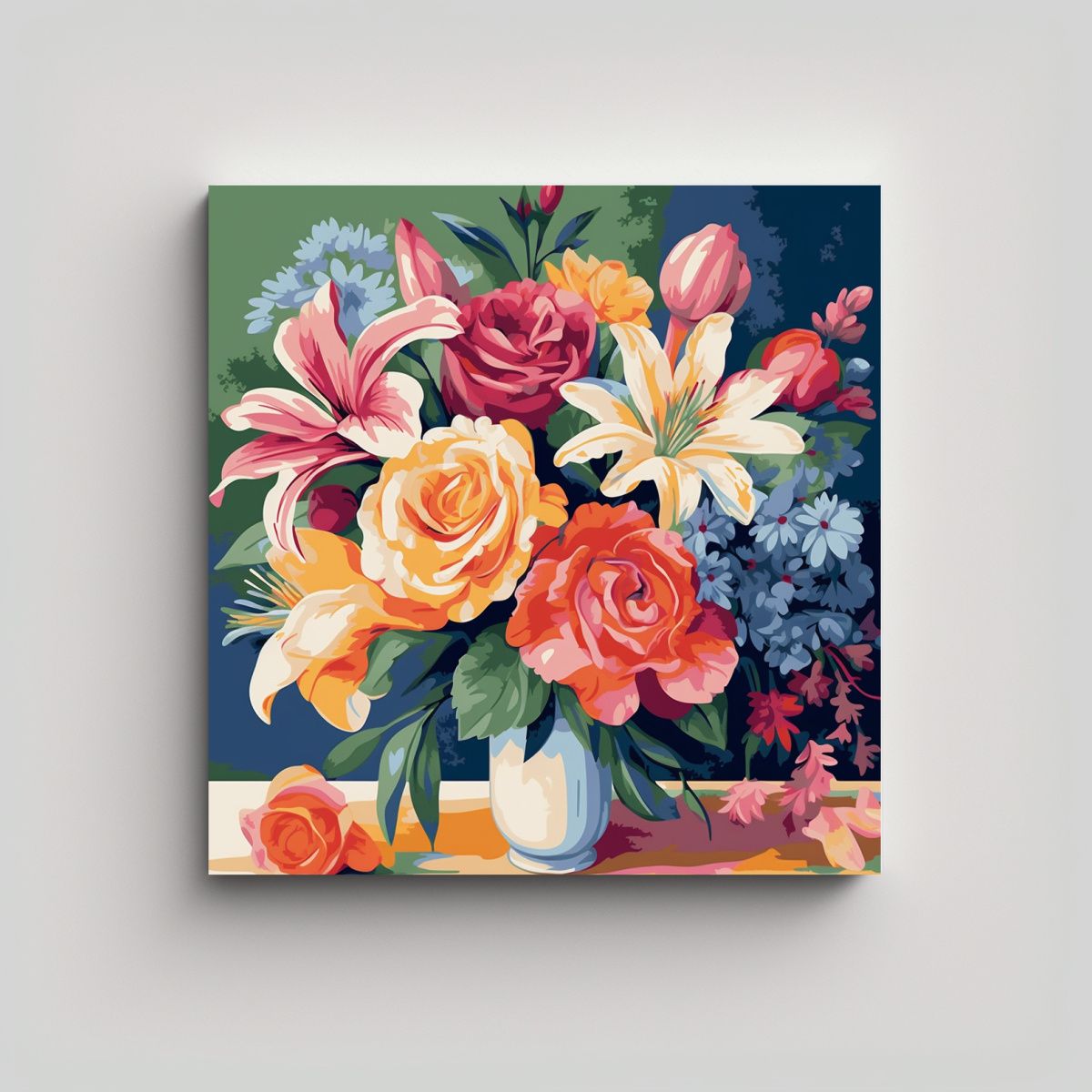 GENERICO - Expresión Actual En Canva Diseño Floral Para 100x100 Cm