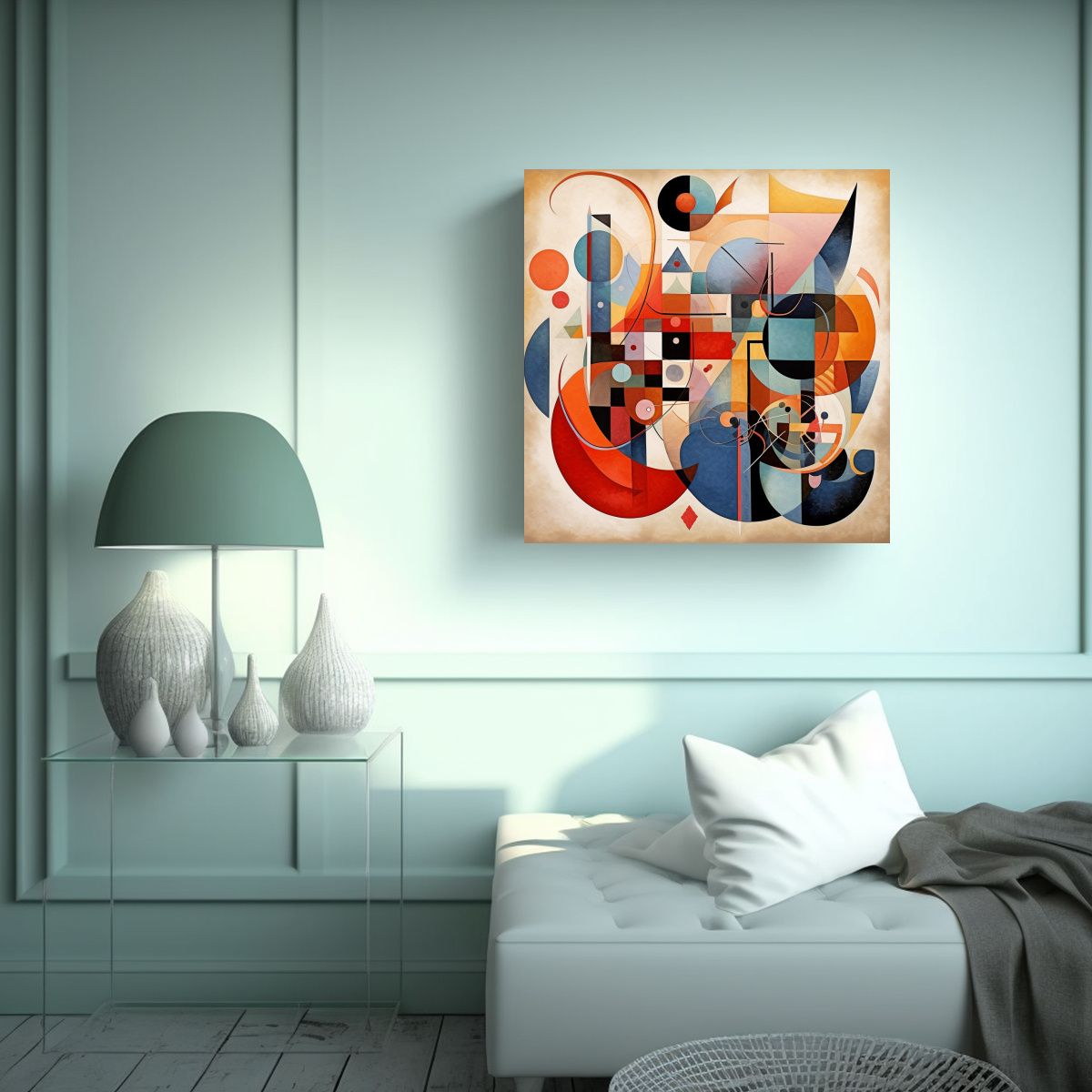 GENERICO - Arte De Pared Moderno Con Formas Abstractas Y 100x100 Cm