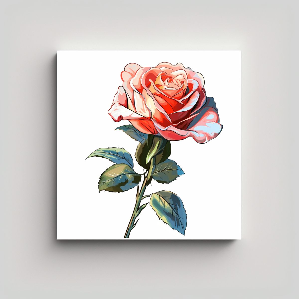 GENERICO - Cuadro Decorativo Vectorial De Rosa En Tela De 100x100 Cm