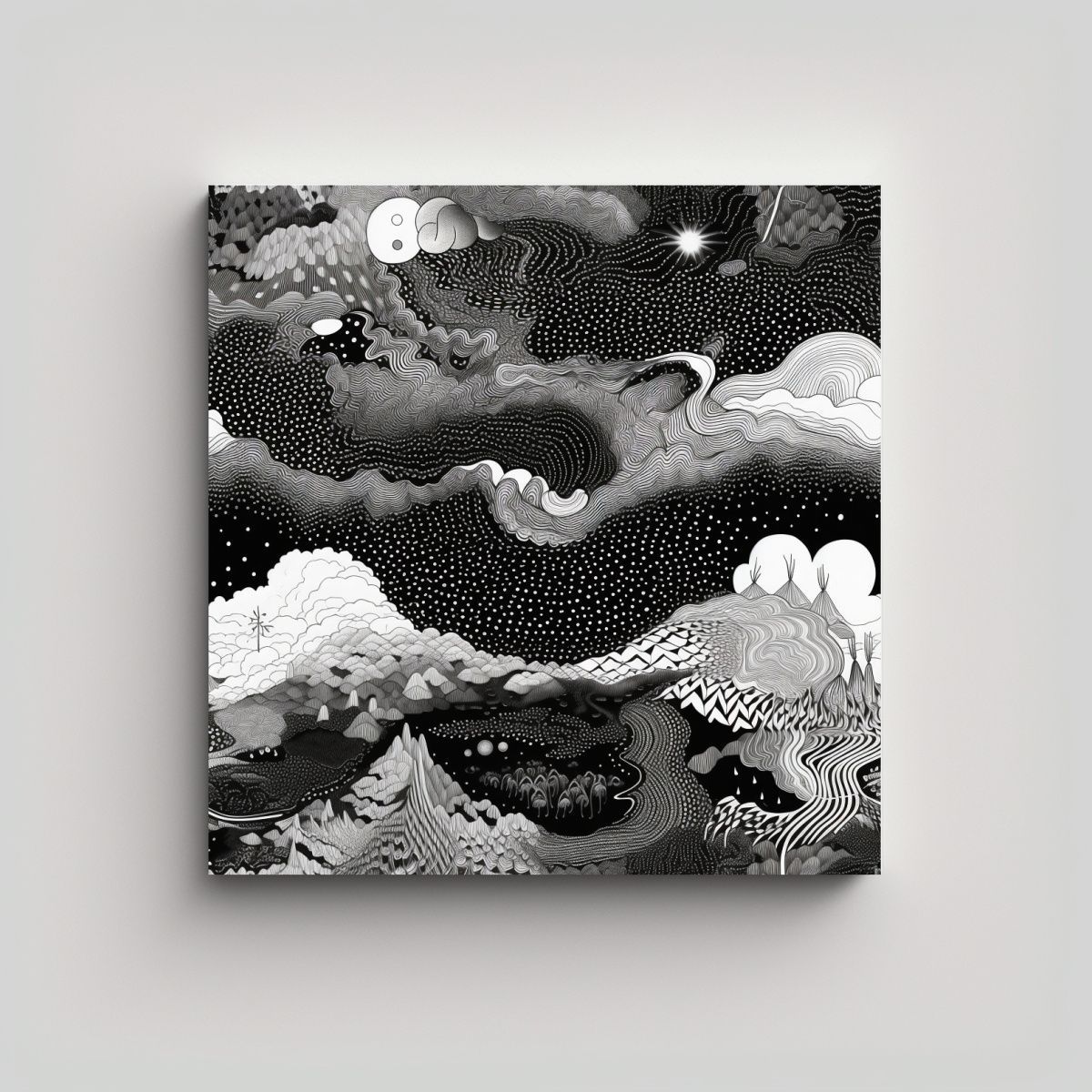 GENERICO - Cuadro Creativa Madera En Blanco Y Negro 100x100 Cm