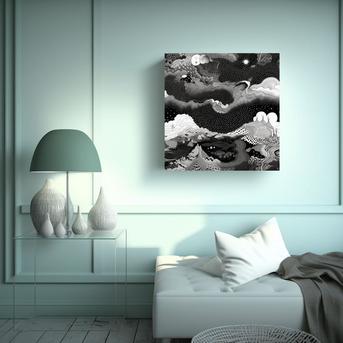 GENERICO - Cuadro Creativa Madera En Blanco Y Negro 100x100 Cm