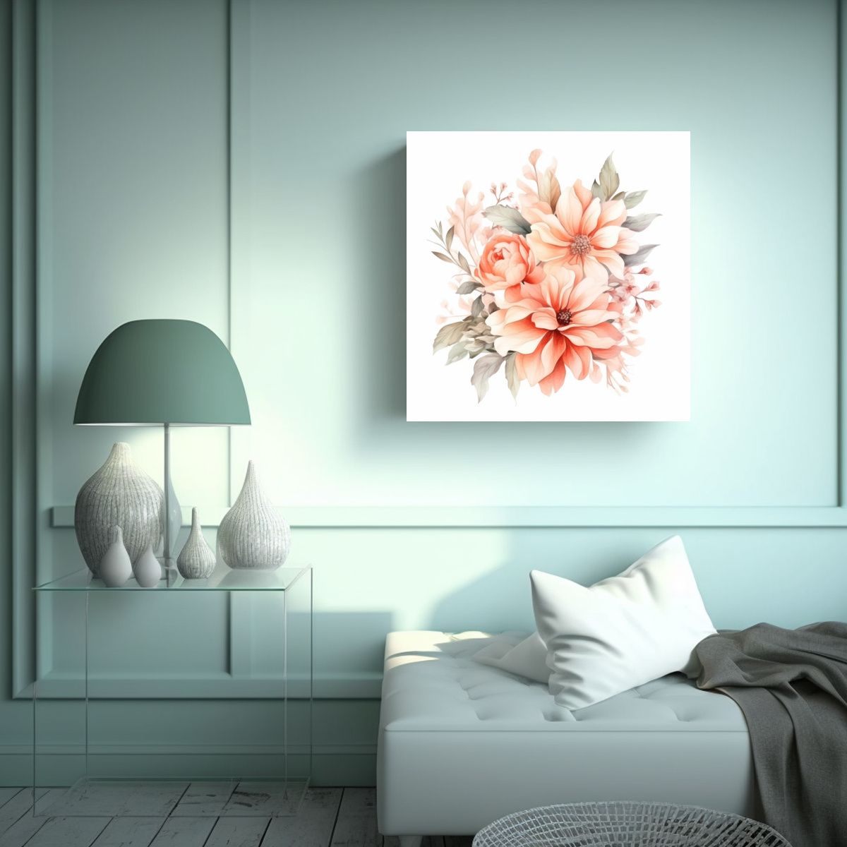 GENERICO - Ilustración Elegante En Acuarela Arte 100x100 Cm