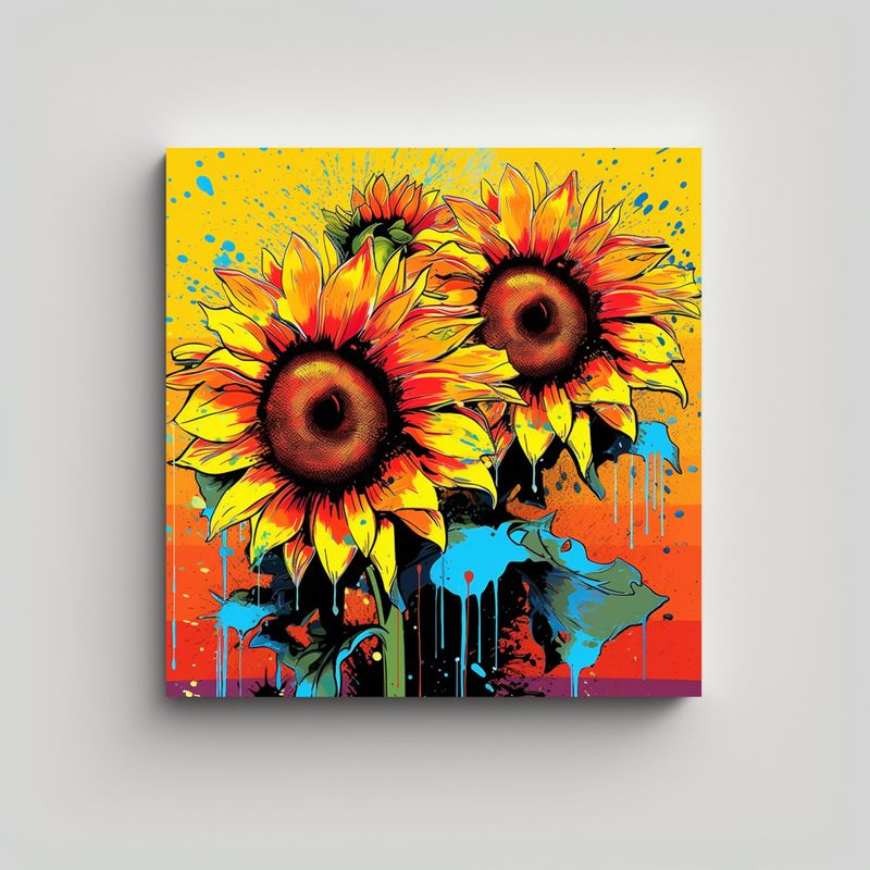 GENERICO - Ilustración Colorida De Girasoles Graffiti 100x100 Cm